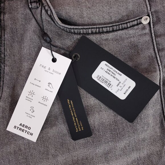 NWT Rag & Bone Mens Size 34X32 Fit 1 Skinny Aero Stretch Jeans Greysail $225 - Picture 7 of 15